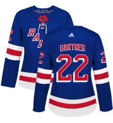 Women's Adidas New York Rangers #22 Mike Gartner Premier Royal Blue Home NHL Jersey