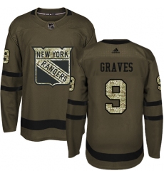 Men's Adidas New York Rangers #9 Adam Graves Premier Green Salute to Service NHL Jersey