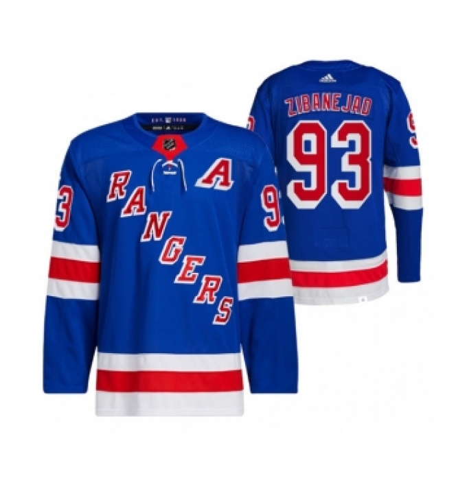 Men's New York Rangers #93 Mika Zibanejad Blue Stitched Jersey