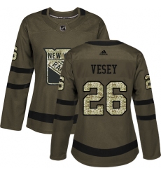 Women's Adidas New York Rangers #26 Jimmy Vesey Authentic Green Salute to Service NHL Jersey