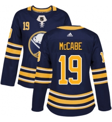 Women's Adidas Buffalo Sabres #19 Jake McCabe Authentic Navy Blue Home NHL Jersey