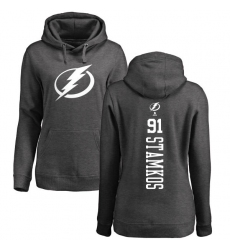 NHL Women's Adidas Tampa Bay Lightning #91 Steven Stamkos Charcoal One Color Backer Pullover Hoodie