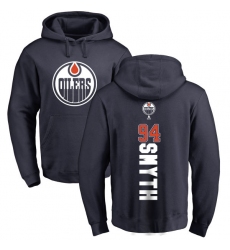NHL Adidas Edmonton Oilers #94 Ryan Smyth Navy Blue Backer Pullover Hoodie
