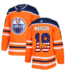 Men's Adidas Edmonton Oilers #19 Patrick Maroon Authentic Orange USA Flag Fashion NHL Jersey