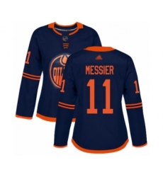 Women's Edmonton Oilers #11 Mark Messier Authentic Navy Blue Alternate Hockey Jersey