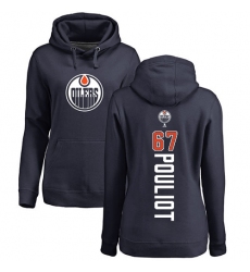 NHL Women's Adidas Edmonton Oilers #67 Benoit Pouliot Navy Blue Backer Pullover Hoodie