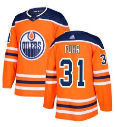 Men's Adidas Edmonton Oilers #31 Grant Fuhr Authentic Orange Home NHL Jersey