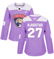 Women's Adidas Florida Panthers #27 Nick Bjugstad Authentic Purple Fights Cancer Practice NHL Jersey