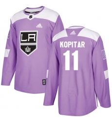 Men's Adidas Los Angeles Kings #11 Anze Kopitar Authentic Purple Fights Cancer Practice NHL Jersey