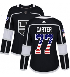 Women's Adidas Los Angeles Kings #77 Jeff Carter Authentic Black USA Flag Fashion NHL Jersey