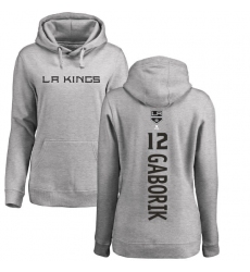 NHL Women's Adidas Los Angeles Kings #12 Marian Gaborik Ash Backer Pullover Hoodie