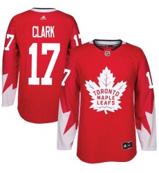 Men's Adidas Toronto Maple Leafs #17 Wendel Clark Authentic Red Alternate NHL Jersey