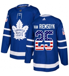 Men's Adidas Toronto Maple Leafs #25 James Van Riemsdyk Authentic Royal Blue USA Flag Fashion NHL Jersey