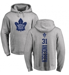 NHL Adidas Toronto Maple Leafs #31 Frederik Andersen Ash Backer Pullover Hoodie