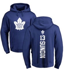 NHL Adidas Toronto Maple Leafs #13 Mats Sundin Royal Blue Backer Pullover Hoodie