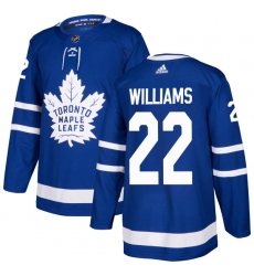 Men's Adidas Toronto Maple Leafs #22 Tiger Williams Premier Royal Blue Home NHL Jersey