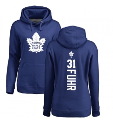 NHL Women's Adidas Toronto Maple Leafs #31 Grant Fuhr Royal Blue Backer Pullover Hoodie