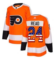Men's Adidas Philadelphia Flyers #24 Matt Read Authentic Orange USA Flag Fashion NHL Jersey