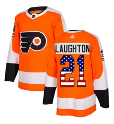 Youth Adidas Philadelphia Flyers #21 Scott Laughton Authentic Orange USA Flag Fashion NHL Jersey
