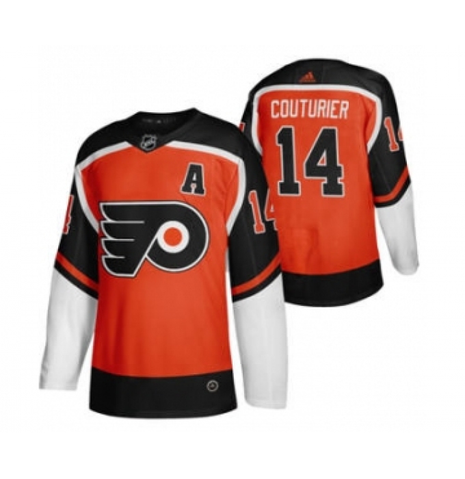 Men's Philadelphia Flyers #14 Sean Couturier Orange 2020-21 Reverse Retro Alternate Hockey Jersey
