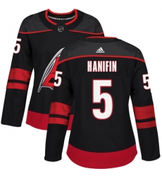 Women's Adidas Carolina Hurricanes #5 Noah Hanifin Authentic Black Alternate NHL Jersey