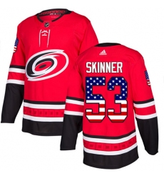 Youth Adidas Carolina Hurricanes #53 Jeff Skinner Authentic Red USA Flag Fashion NHL Jersey