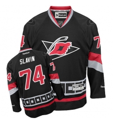 Women's Reebok Carolina Hurricanes #74 Jaccob Slavin Premier Black Third NHL Jersey