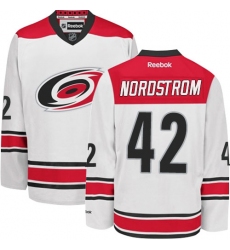 Men's Reebok Carolina Hurricanes #42 Joakim Nordstrom Authentic White Away NHL Jersey