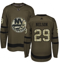 Men's Adidas New York Islanders #29 Brock Nelson Premier Green Salute to Service NHL Jersey