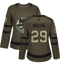 Women's Adidas New York Islanders #29 Brock Nelson Authentic Green Salute to Service NHL Jersey
