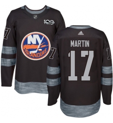 Men's Adidas New York Islanders #17 Matt Martin Authentic Black 1917-2017 100th Anniversary NHL Jersey