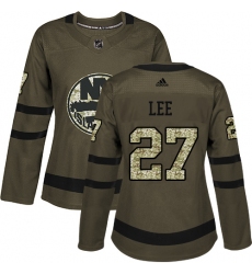 Women's Adidas New York Islanders #27 Anders Lee Authentic Green Salute to Service NHL Jersey