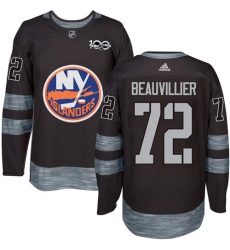 Men's Adidas New York Islanders #72 Anthony Beauvillier Premier Black 1917-2017 100th Anniversary NHL Jersey