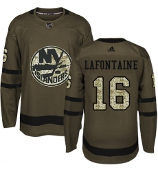 Men's Adidas New York Islanders #16 Pat LaFontaine Premier Green Salute to Service NHL Jersey
