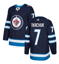 Men's Adidas Winnipeg Jets #7 Keith Tkachuk Authentic Navy Blue Home NHL Jersey