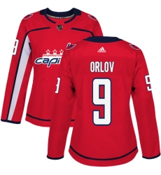 Women's Adidas Washington Capitals #9 Dmitry Orlov Authentic Red Home NHL Jersey