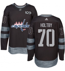 Men's Adidas Washington Capitals #70 Braden Holtby Premier Black 1917-2017 100th Anniversary NHL Jersey