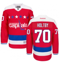 Men's Reebok Washington Capitals #70 Braden Holtby Premier Red Third NHL Jersey