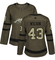Women's Adidas Washington Capitals #43 Tom Wilson Authentic Green Salute to Service NHL Jersey