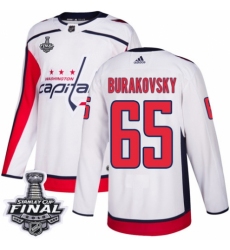 Men's Adidas Washington Capitals #65 Andre Burakovsky Authentic White Away 2018 Stanley Cup Final NHL Jersey