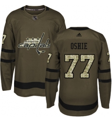 Men's Adidas Washington Capitals #77 T.J. Oshie Premier Green Salute to Service NHL Jersey