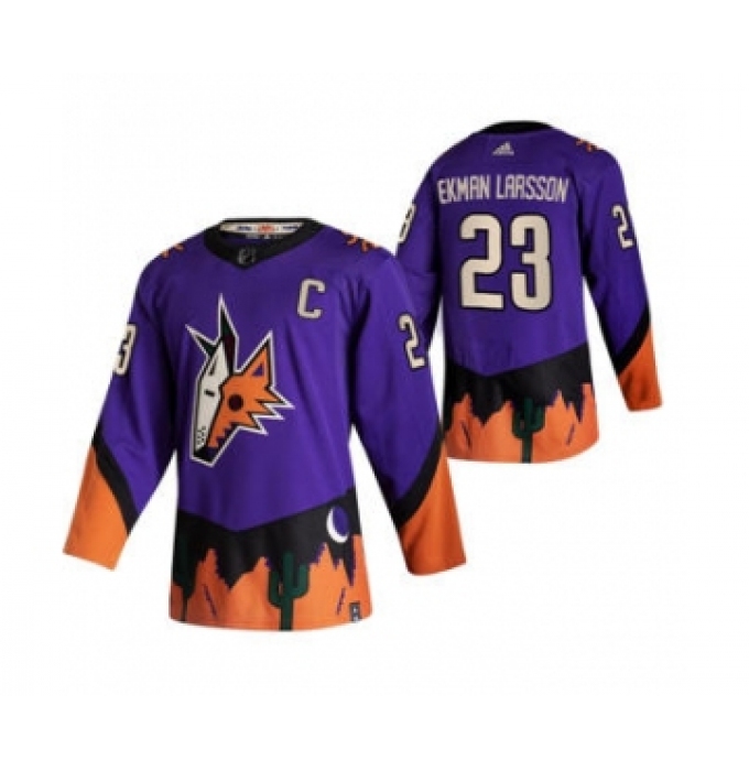 Men's Arizona Coyotes #23 Oliver Ekman-Larsson Purple 2020-21 Reverse Retro Alternate Hockey Jersey