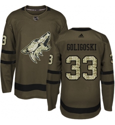 Men's Adidas Arizona Coyotes #33 Alex Goligoski Authentic Green Salute to Service NHL Jersey
