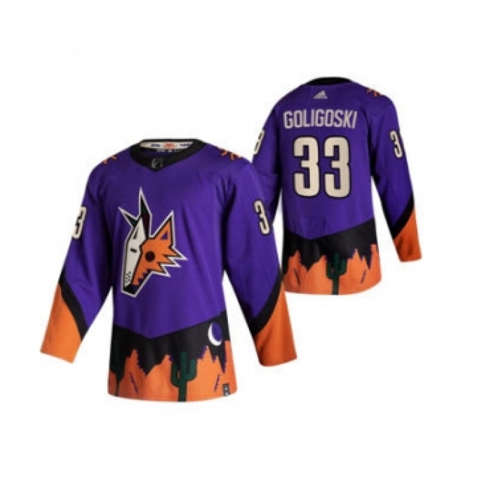 Men's Arizona Coyotes #33 Alex Goligoski Purple 2020-21 Reverse Retro Alternate Hockey Jersey