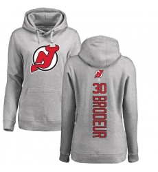 NHL Women's Adidas New Jersey Devils #30 Martin Brodeur Ash Backer Pullover Hoodie