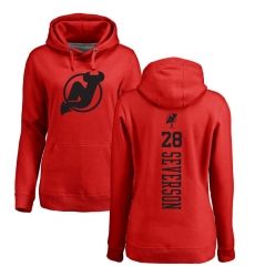 NHL Women's Adidas New Jersey Devils #28 Damon Severson Red One Color Backer Pullover Hoodie