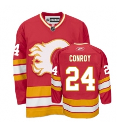 Men's Reebok Calgary Flames #24 Craig Conroy Authentic Red Third NHL Jersey