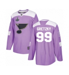 Men's St. Louis Blues #99 Wayne Gretzky Authentic Purple Fights Cancer Practice 2019 Stanley Cup Champions Hockey Jersey
