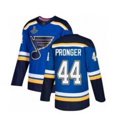 Men's St. Louis Blues #44 Chris Pronger Authentic Royal Blue Home 2019 Stanley Cup Champions Hockey Jersey
