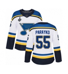 Women's St. Louis Blues #55 Colton Parayko Authentic White Away 2019 Stanley Cup Final Bound Hockey Jersey